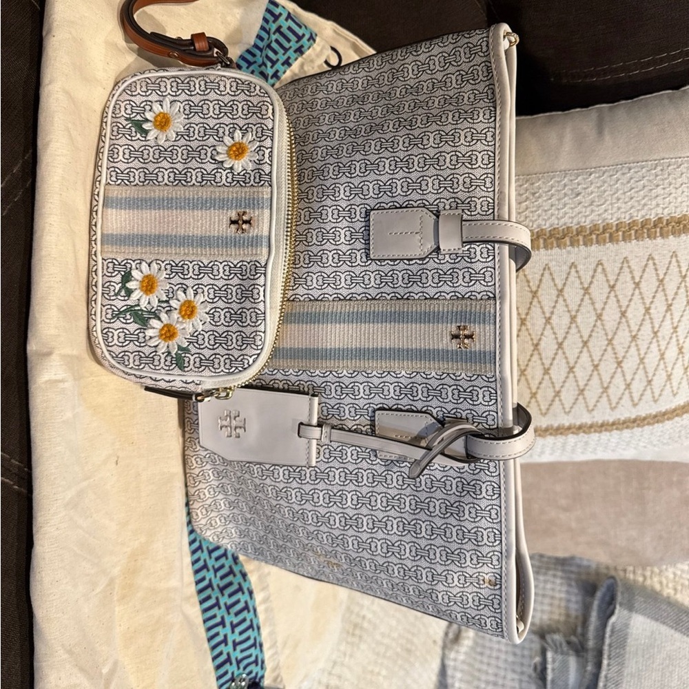 Tory Burch Blue and White Women's Bag